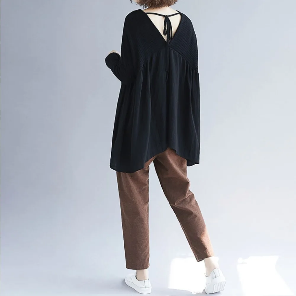 2019 весна новый литературный свободный большой размер женский толстый мм шить v