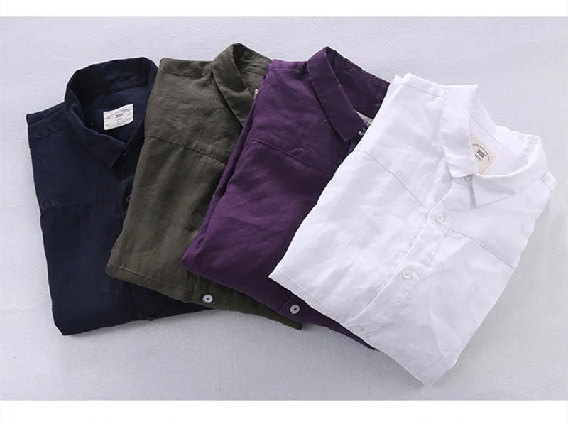 Мужская льняная рубашка с длинным рукавом фиолетовая|chemise fashion|man man shirtlinen shirts men |