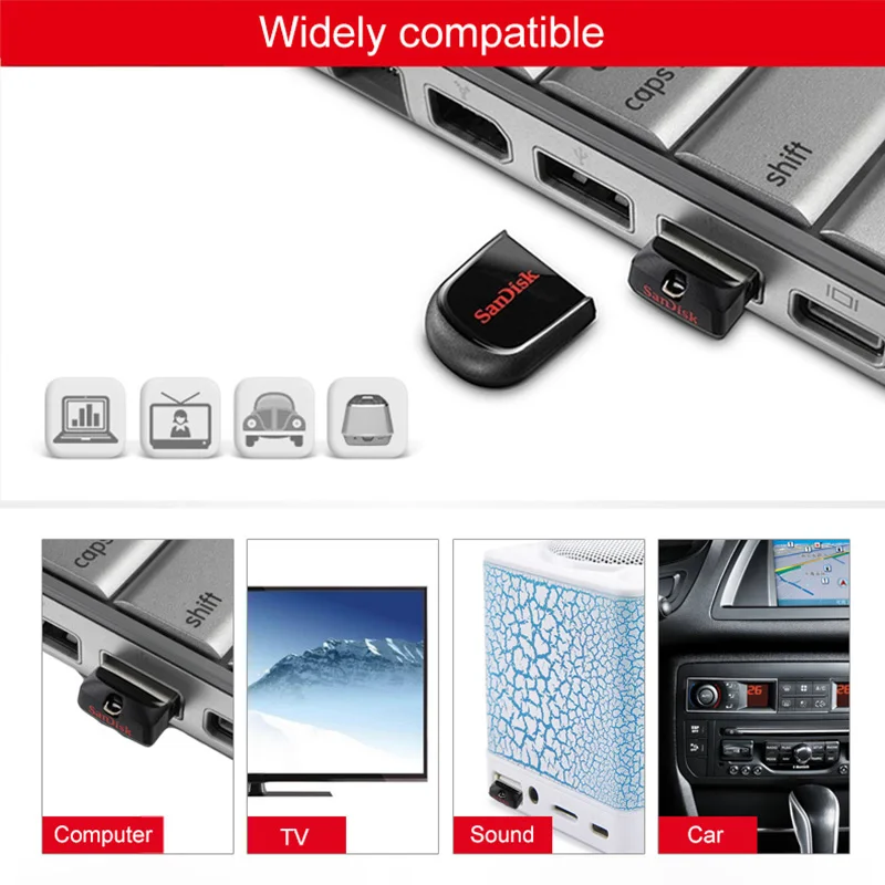Двойной Флеш накопитель SanDisk mini черный USB флэш 32 ГБ 8 Гб оперативной памяти 16