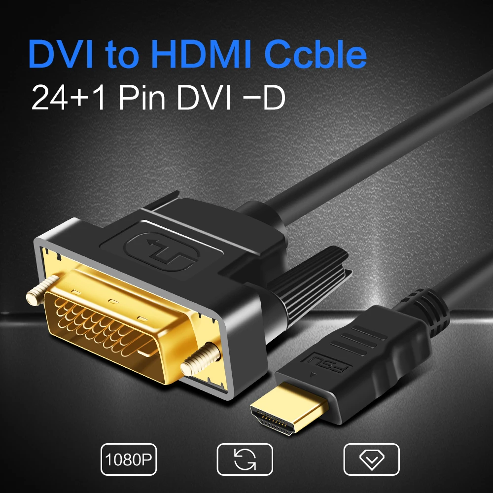 HDMI к DVI кабели Высокоскоростной 1080p адаптер 24 + 1 pin D кабель Male Maleштекер для тв