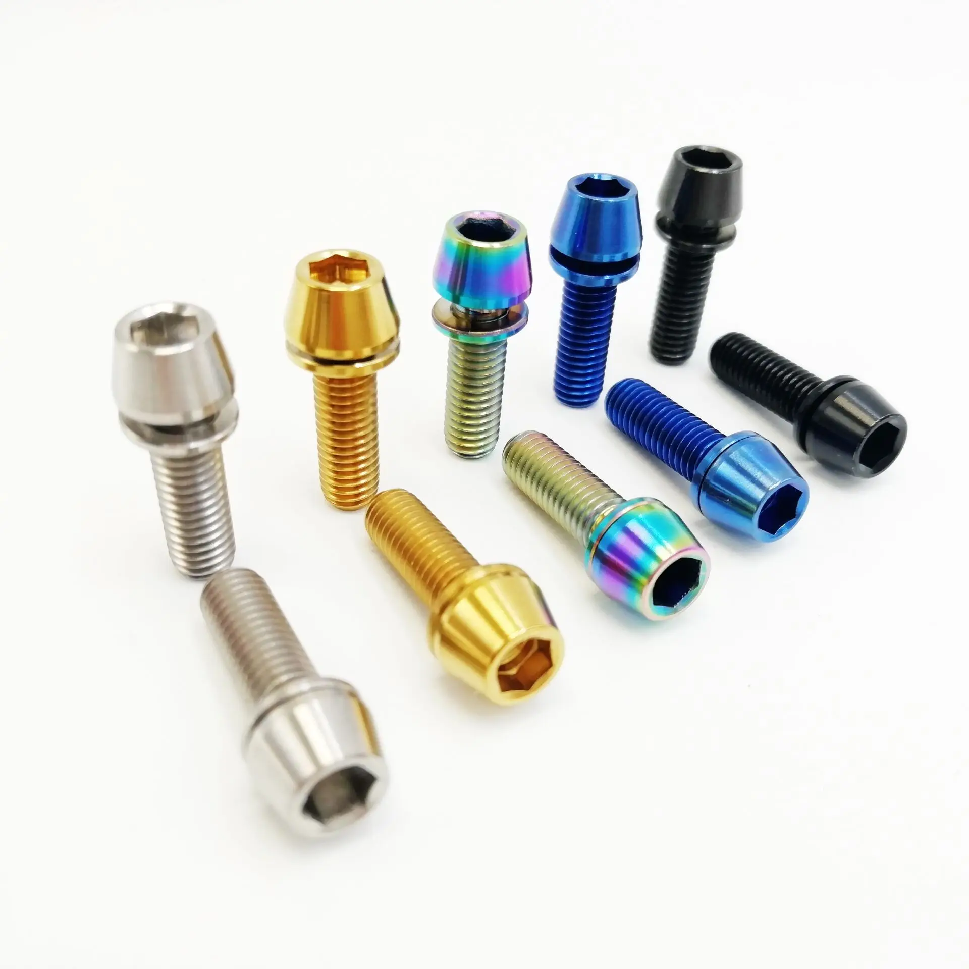 6 шт. титановые Ti болты M5X16mm M5* 16 мм Конические Винты Болты с шайбами для велосипеда стебли руля