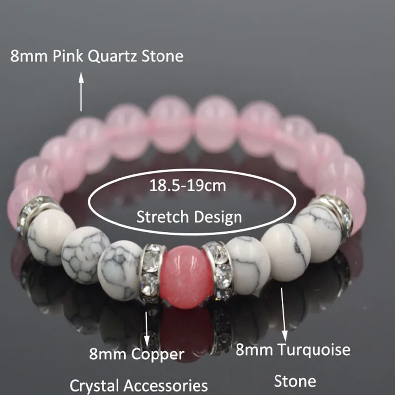 Оптовая продажа Прямая поставка розовый кварц и Howlite бусины из камня эластичный