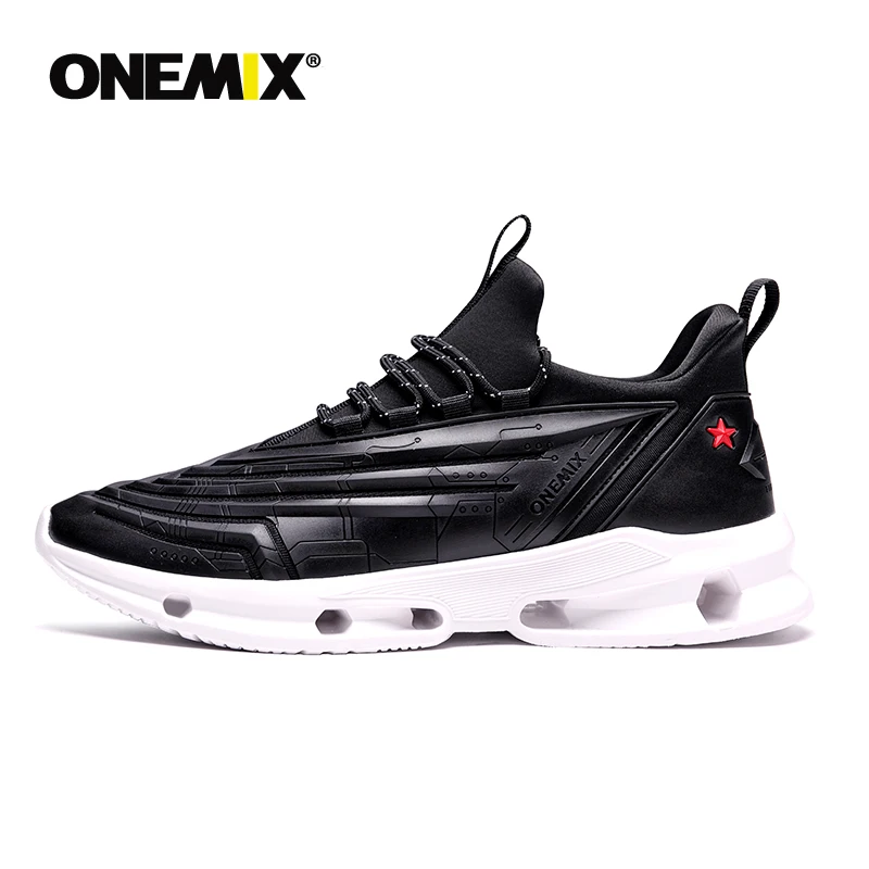 Мужские беговые кроссовки Onemix из черной сетки дышащие дизайнерские для бега и
