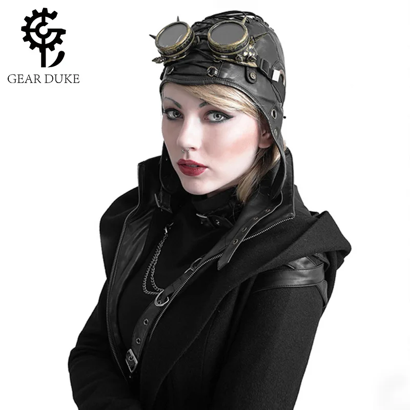 Gear Duke стимпанк шляпа стимпанк Винтаж из искусственной кожи летающие кепки millinery очки