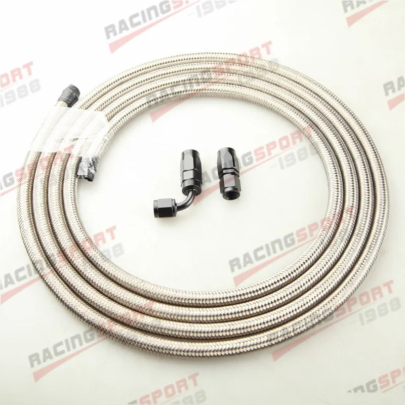 8AN AN8 AN 8 Stainless Steel Braided Oil Fuel Gas Line Hose 3M+Hose End Fitting | Engine