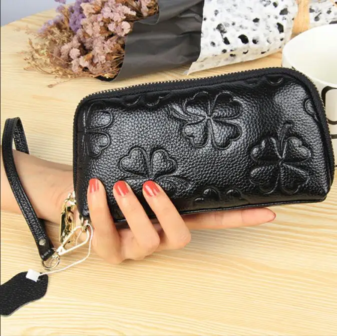 Black T1209 WERICHEST женский клатч из натуральной кожи, кошельки, несколько карт, длинный женский кошелек с сумкой для телефона, Модный женский кошелек - Цвет: Black T1209