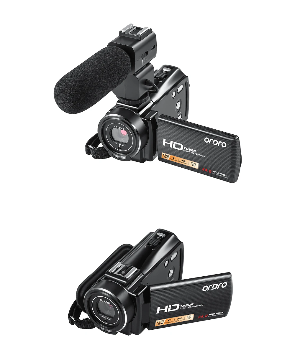 Ordro V7 Plus 1080P видеокамера Full HD видеокамера 16X цифровой зум 3,0 дюймов сенсорный экран Инфракрасный микрофон ночного видения