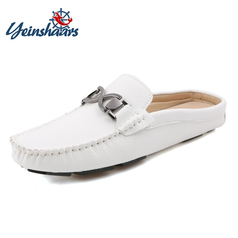 Тапки YEINSHAARS мужские кожаные удобные шлепанцы для улицы без застежки