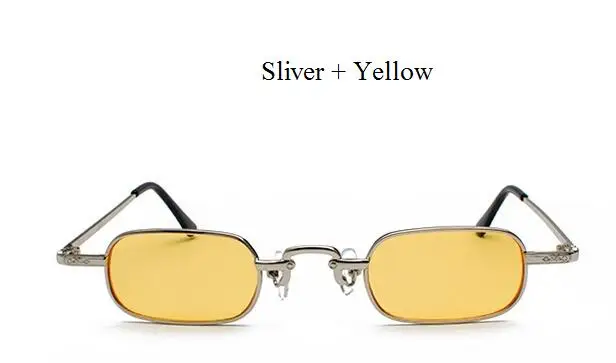 Sliver Yellow Винтажные очки в стиле панк, прозрачные Квадратные Солнцезащитные очки для женщин, ретро солнцезащитные очки для мужчин, новинка, красные, розовые, желтые брендовые маленькие металлические оправы - Цвет линз: Sliver Yellow