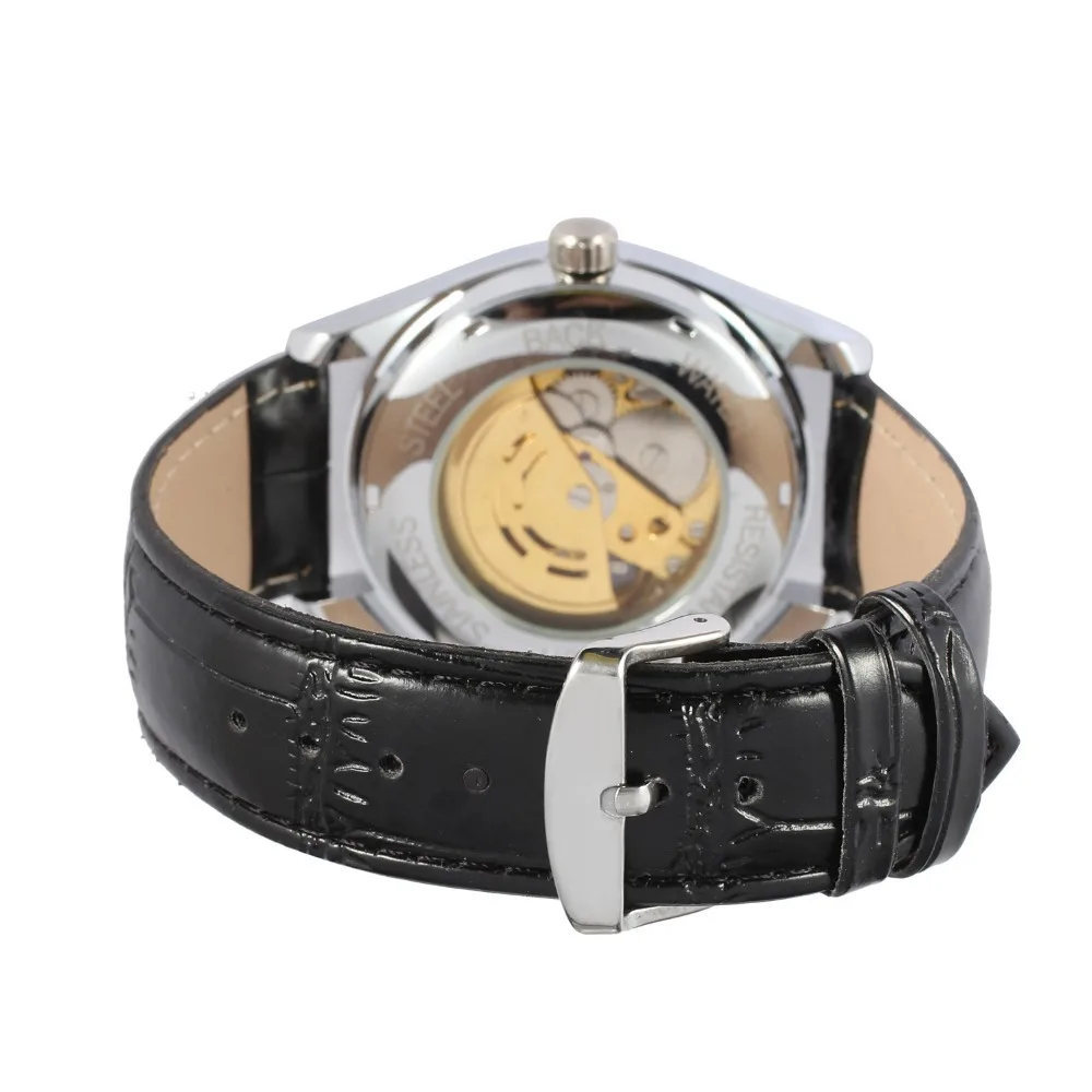 

2020 Mens Watches Top Brand Luxury Mechanical Skeleton Watche Men Genuine Leather Strap Stainless Steel Back relogio masculino