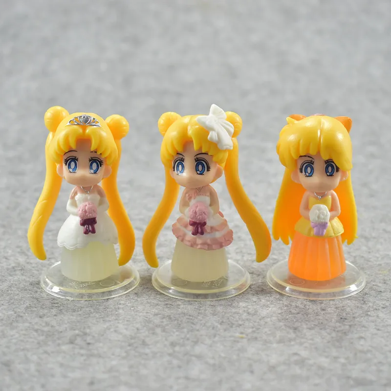 6 шт./компл. платье Сейлор Мун ver. Tsukino Usagi Serenity Sailor Mars Mercury Venus Jupiter PVC Фигурки игрушки