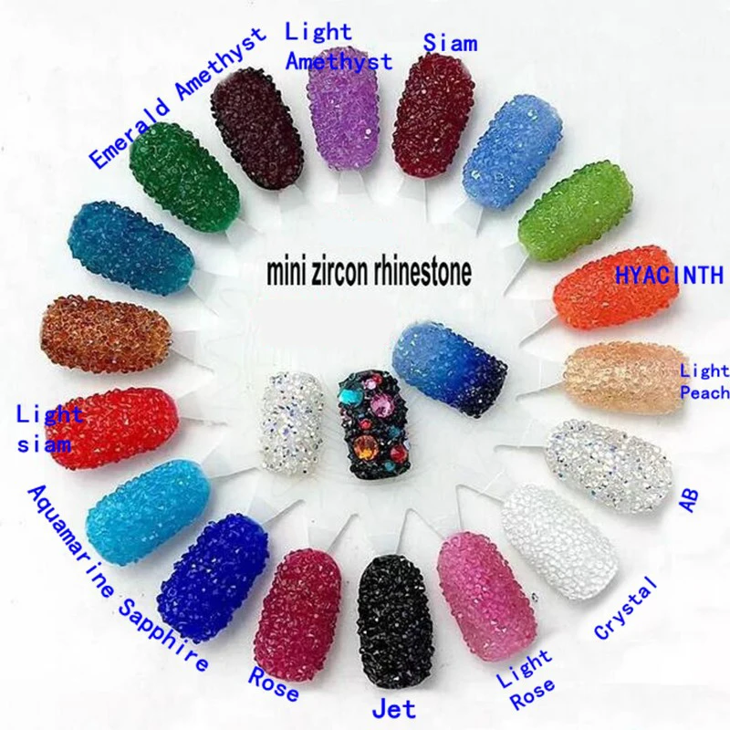 1440pcs/bag Many Sizes Crystal Color Zircon Rhinestones Micro Mini Nail Art Decorations B0800 | Дом и сад