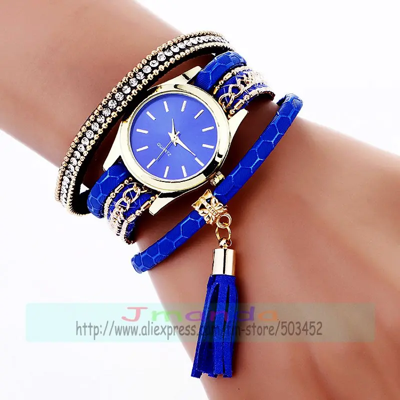 100 шт./лот отлично продаваемые женские кожаные часы с подвеской-кисточкой