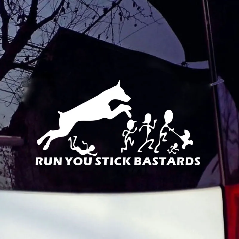Горячая Распродажа Доберман палка Семья наклейка Стикеры Run окна автомобиля