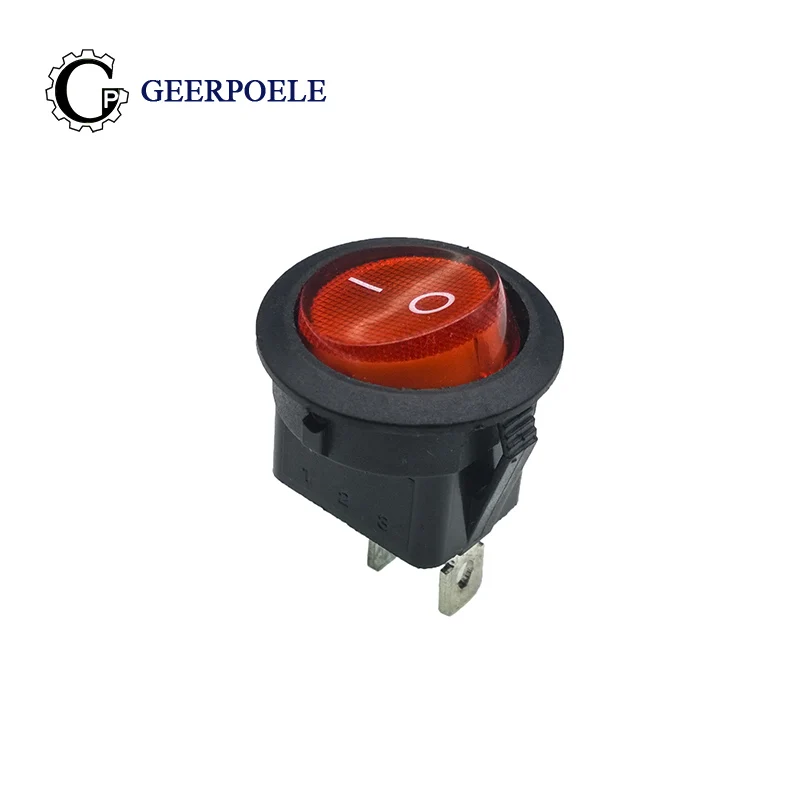 

5 pcs/lot Copper feet 23mm Boat Rocker Switch SPST 2PIN Snap-in ON OFF Position 6A/250V Round Button Switch