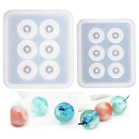 2pcs sphere ball silicone bead molds with holes round epoxy for jewelrypolymer clay soap makingcabochon gemstone crafting d