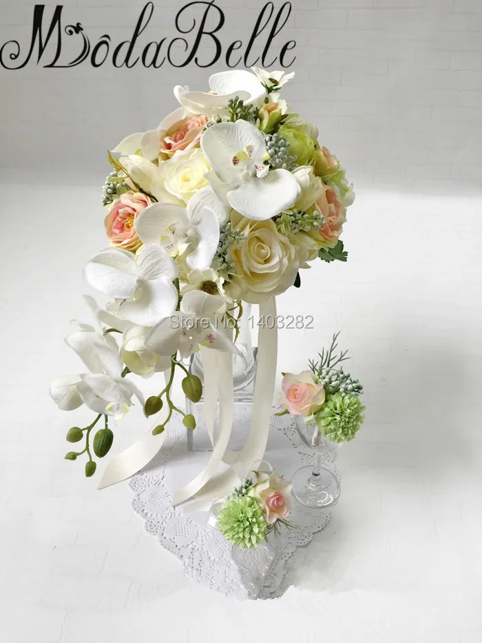 Новинка в сельском стиле водопад свадебные цветы искусственные орхидеи розы фотоальбом для невесты Ramos De