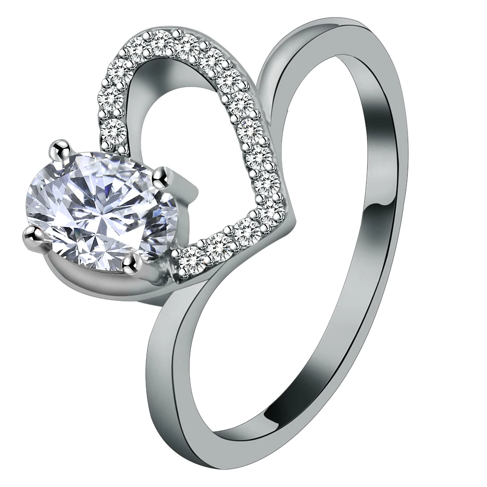 2017 кольцо с сердцем проложенные тонкие Кристальные кольца набор овал куб