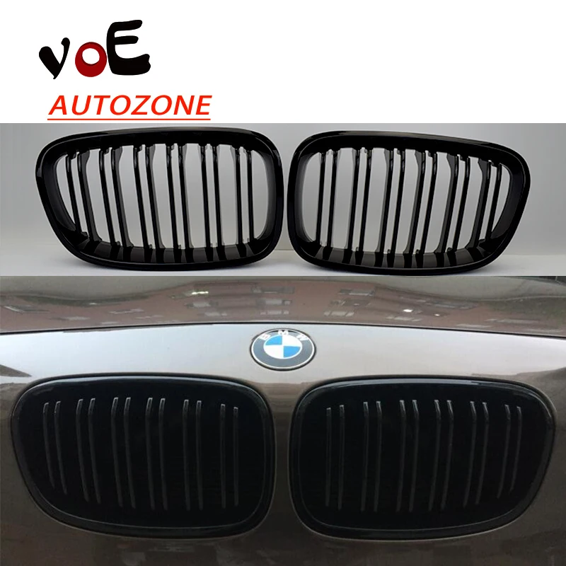 

2012-2014 F20 в форме почек АБС-пластик глянцевый черный Автомобильный 2-линейный передний гоночный гриль Pre-LCI решетка для BMW F20 1 серии