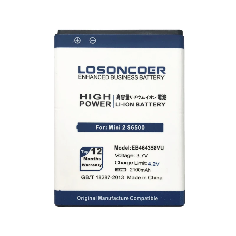 Аккумулятор LOSONCOER 2100 мАч EB464358VU для Samsung Galaxy Y Duos S6102 Mini 2 S6500 S6802 Ace Plus S7500