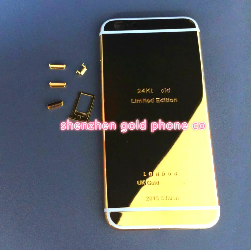Средняя рамка задняя дверь корпус для iphone 6/6s plus 24 k настоящее позолоченное шасси задняя крышка чехол с логотипом карты лоток+ кнопки