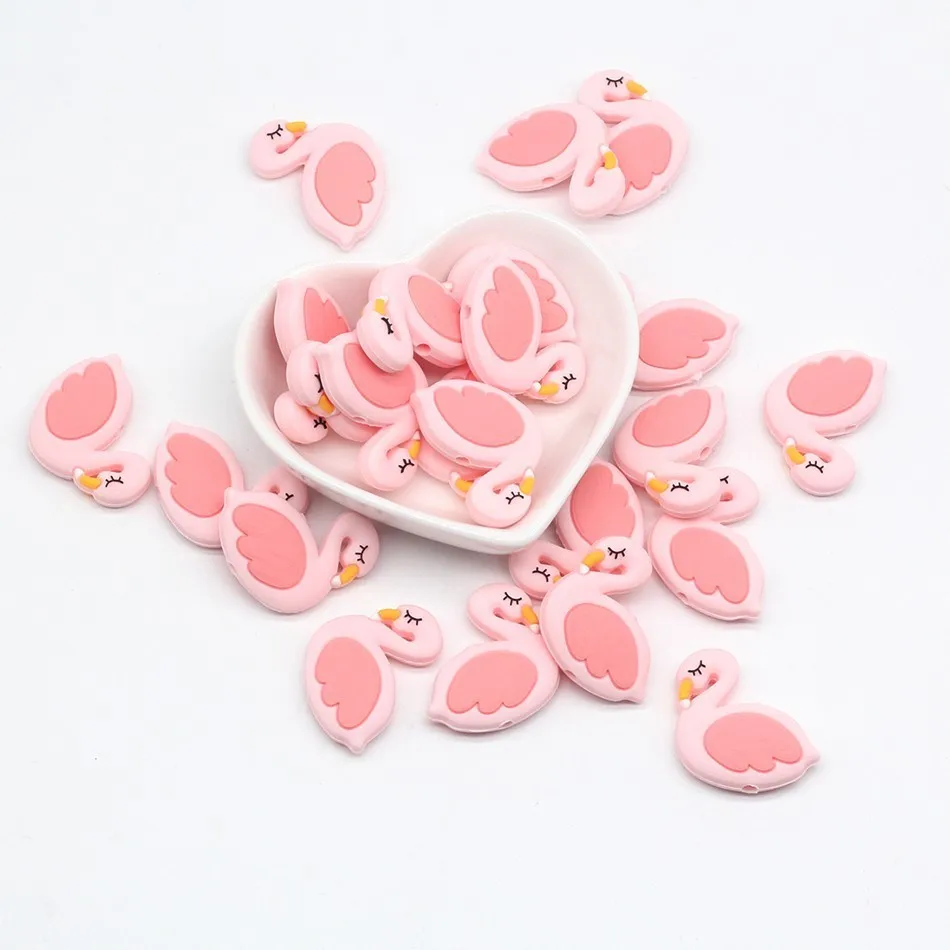 Pink 10pc 10 шт. без БФА, силиконовый бисер, Товары для малышей, игрушки для прорезывания зубов, мини-собака, Койот, лебедь, кошка, олень, Силиконовый грызунок, детский Прорезыватель - Цвет: Pink 10pc