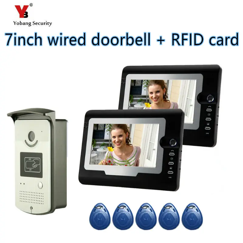 

Yobang Security Wired Home Video Door Phone Intercom Doorbell 7inch Infrared Night Vision Waterproof for Door Entry System