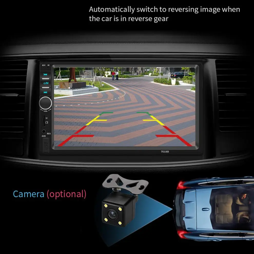 7 Inch 2 DIN Bluetooth In Dash HD Touch Screen Car Video FM Radio Stereo Player Support Mirror Link / Aux Rear View Camera | Автомобили и
