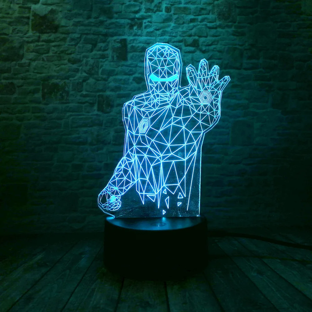 Новый супер герой мстители Mavel Железный человек 3D 7 цветов затемнение градиент