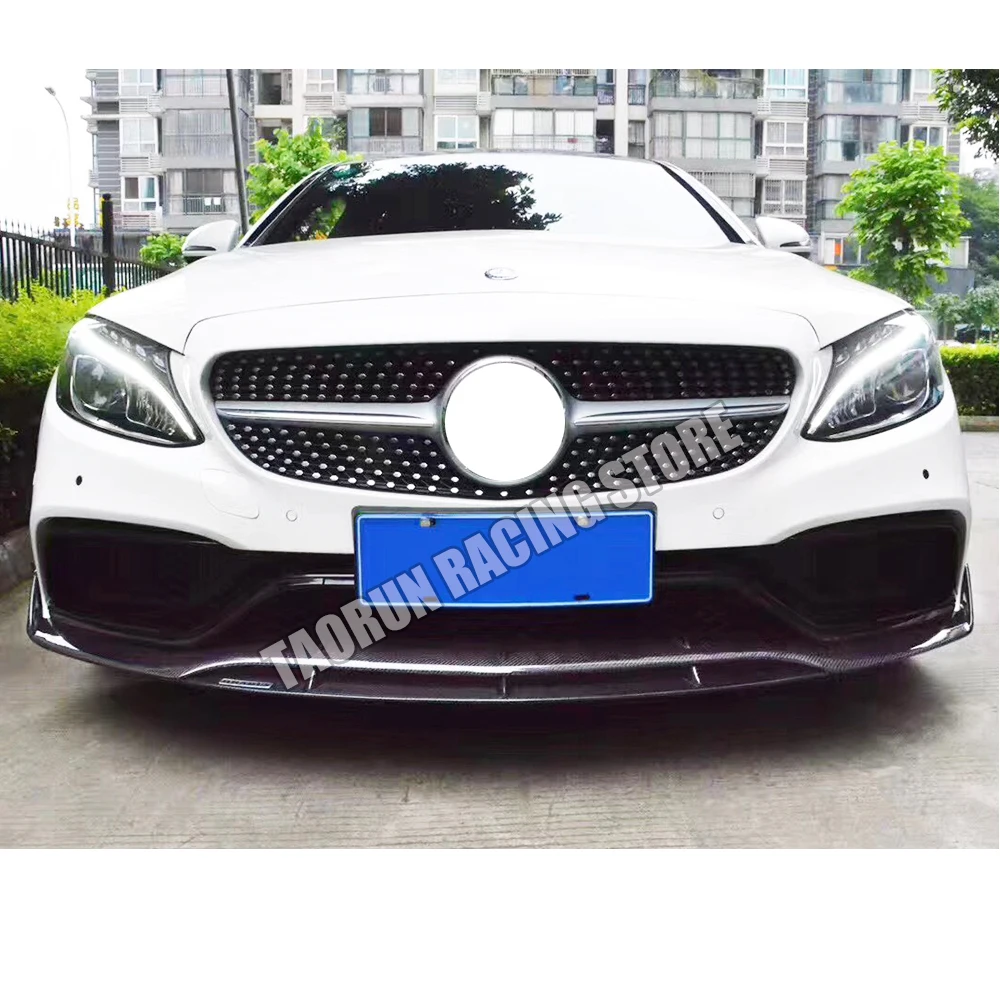 Передний бампер из углеродного волокна B Style для Benz W205 Sedan S205 Wagon C205 Coupe C63 C63s 2015