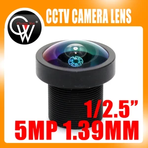 5.0 MegaPixel 1/2.5" 1.39mm Lens Wide-angle 190 Degree MTV M12 Mount Infrared Night Vision Lens For CCTV Security Camera