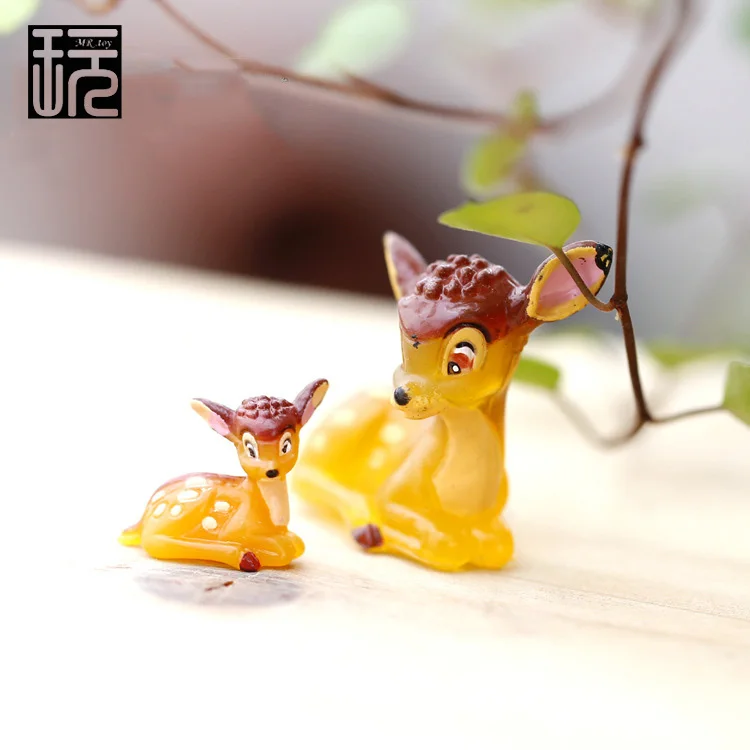 Мультяшный срезанный олень семья мини Сказочный Сад миниатюра DIY Кукольный