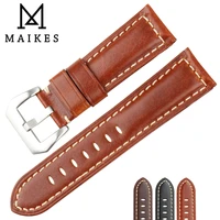 maikes genuine leather watch band 22mm 24mm 26mm watch accessories watchband brown men watch strap for panerai watch bracelet