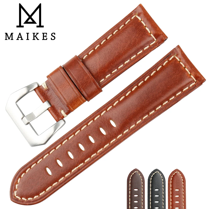 MAIKES ремешок для часов из натуральной кожи 22 мм/24 мм/26 мм часы аксессуары