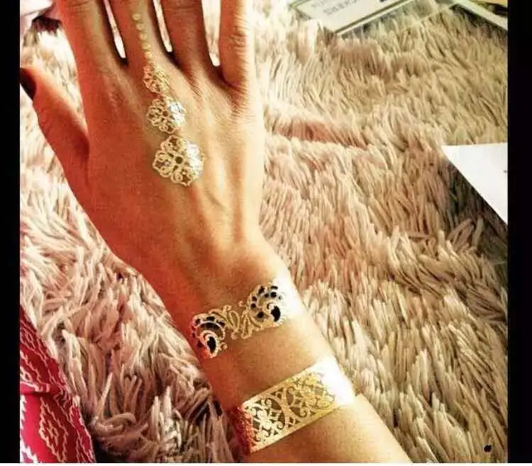 New Metalic Gold Tatoo Temporary Flash Tattoos Henna Metal Bling Body Paint Stickers Arabic Tattoo tatoo | Красота и здоровье