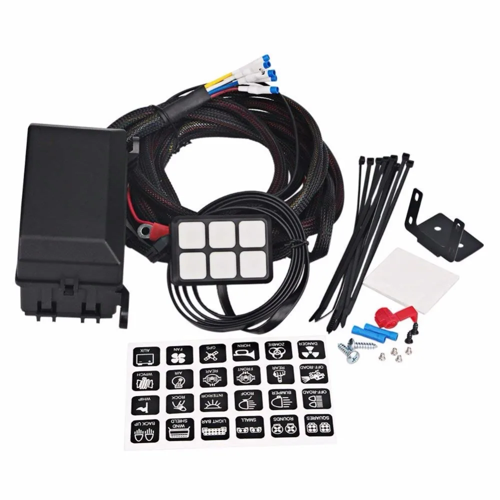 6 Gang Switch Panel Electronic Relay System Circuit Control Box Waterproof Fuse Wiring Harness Assemblies For Car Auto | Автомобили и
