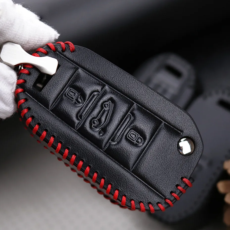 Кожаный чехол для автомобильного ключа Peugeot 3008 208 308 RCZ 508 408 2008 407 307 4008 защитный
