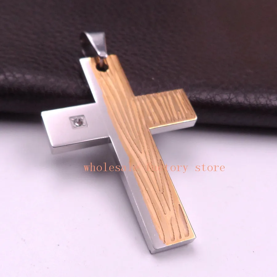 Золотая нержавеющая сталь Байкерская подвеска с большим крестом Мужская 6 мм NK