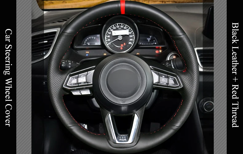 Lqtenleo черная искусственная кожа рулевое колесо Крышка для Mazda 3 Axela- Mazda 6 Atenza- CX-3 CX-4 CX-5 CX-9