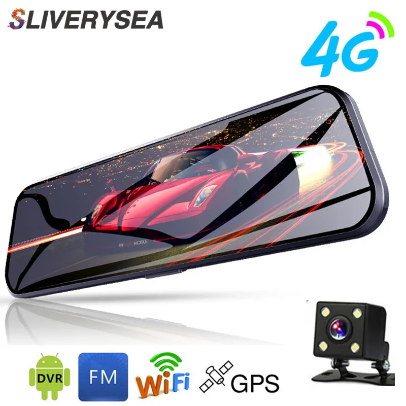 SLIVERYSEA 4G потоковая Android автомобильный видеорегистратор 1" Сенсорное зеркало заднего вида Full HD 1080P двойная тире камера ADAS WiFi gps регистратор Dvrs