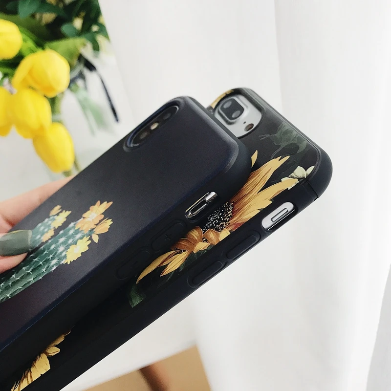 Для iPhone XS Max случае Роскошные красочные подсолнечника с изображением кактусов