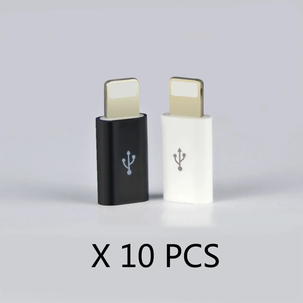 10 шт./лот микро USB адаптер для освещения мини OTG конвертер iphone 6 7 8 X Plus XS MAX XR быстрая