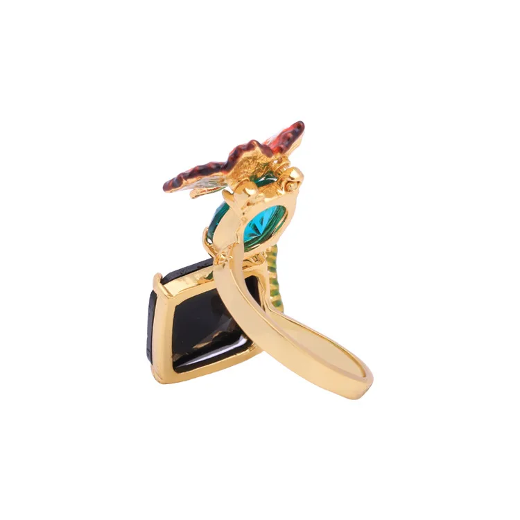 Enamel Glaze 2018 New Butterfly Gem Adjustable Rings For Women Pearl Charms Plant Fashion Party Jewelry Good Gift | Украшения и
