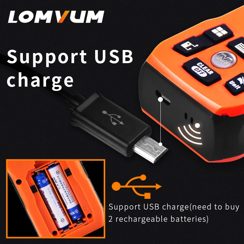 LOMVUM 40 м Новый USB зарядки Измеритель дальномер Lazer Metreler клейкие ленты медиторный