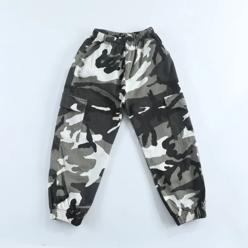 Детская одежда в стиле хип хоп повседневные камуфляжные Джоггеры для девочек и