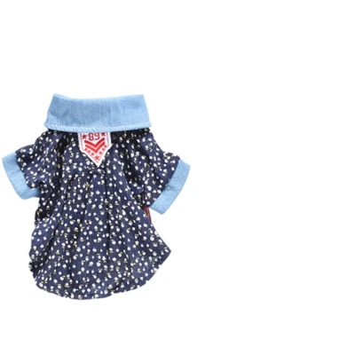 Blue Цветочный хлопок кошка одежда лето домашнее животное куртка для щенка для малых и средних собаки чихуахуа одежда для йоркширского терьера костюмы синий Кофе - Цвет: Blue