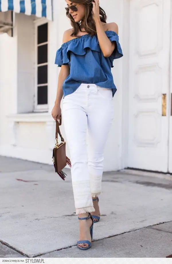 

New Fashion Women Lady Off Shoulder Blouses Shirts Summer Casual Ruffle Solid Loose Blouses Tops Hot Sales