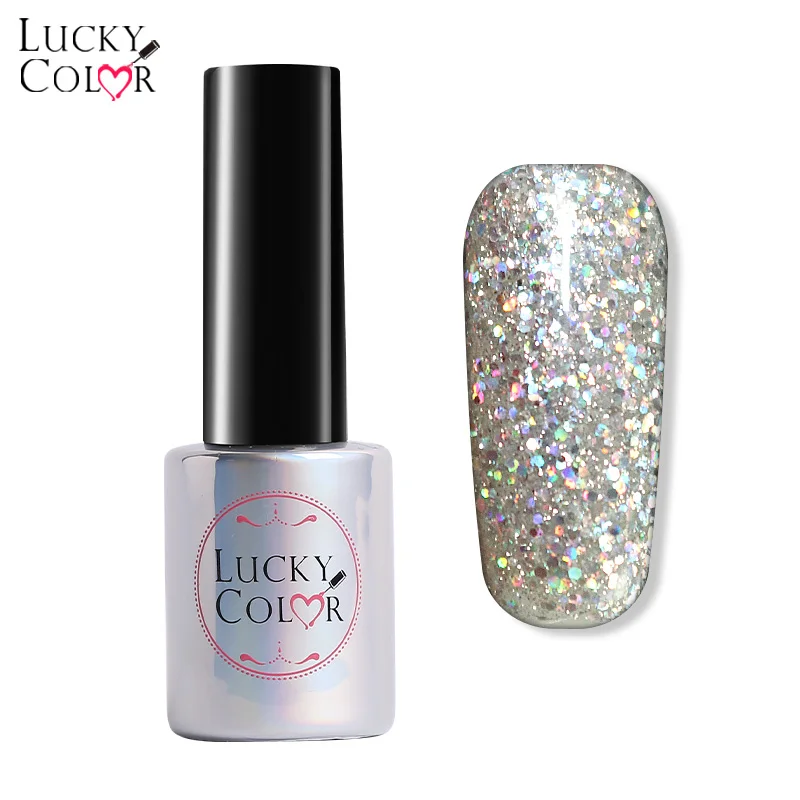 Блестящий Алмазный Гель лак для ногтей Lucky Color маникюрный Светодиодный УФ клей