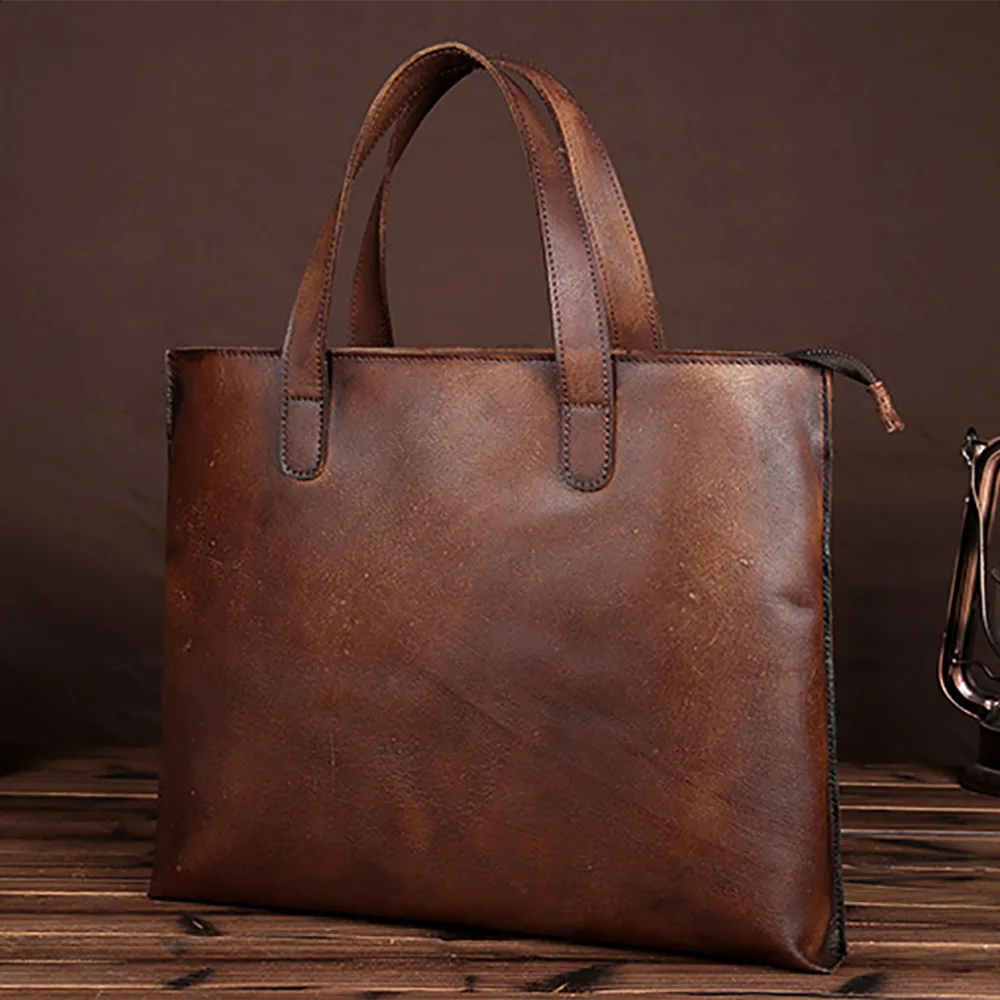 Новейший дизайн мужской портфель из натуральной кожи сумка тоут для ноутбука