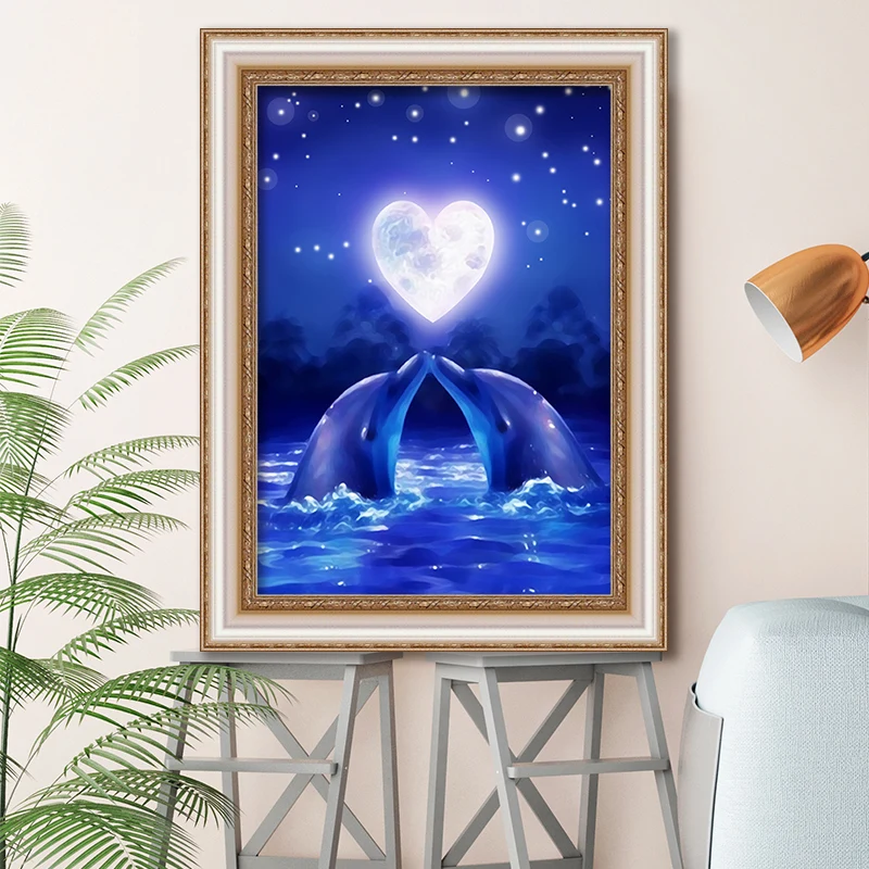 5D DIY Алмазная вышивка дельфин любовник Вышивка крестом мозаика картина животный